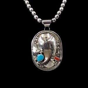 Men’s Large Native American Sterling Silver Pendant Handmade 38.5 Grams 3”